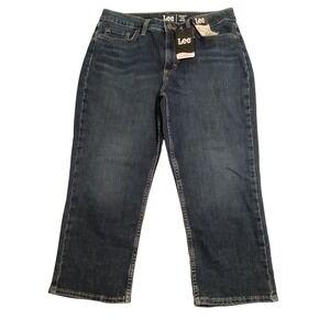 Lee Womens Regular Fit Mid Rise Capri Jeans Dark Wash Nightly Sky Size 12M NEW